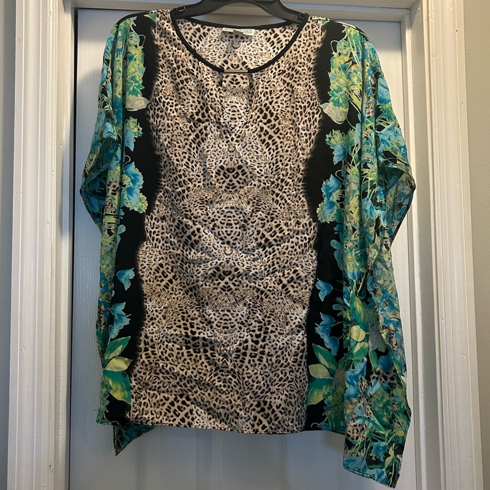 Dana Buchman Leopard and Floral Print Blouse